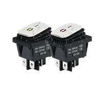 Switian 2Pcs Waterproof Metal KCD4 Toggle Switch with LED Indicator | SPST ON-OFF 4 Pin Switch | 30A 250VAC/35A 125VAC | Red & Green Light