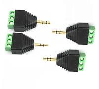 Switian 4 Pack 3.5mm Male to Screw Terminal Connector, Ancable 1/8 Inch TRS Stereo Male Plug to 3-Pole Soldless Screw Block for AUX Cable, Speaker and Headphone Wire
