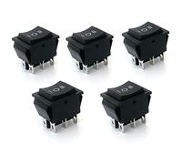 Switian 5Pcs DPDT Rocker Switch 3 Position ON/OFF/ON 6 Terminal 16A 250VAC 20A 125VAC Boat Car Marine Toggle Switch Panel Mount