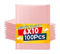 Switory 100Pcs Padded Envelopes 6x10" Pale Pink Bubble Mailers Usable 6x9" | Thick Mailing Bags Bubble Opaque Envelopes Bubble Wrap Jiffy Bags for Mailing Jewelry Makeup Small Business(15.3cmx22.9cm)