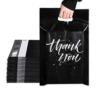 Switory 100Pcs Parcel Bags for Posting Clothes 262x330mm Postal Bags Shipping Bags with Handle Mailing Bags for Clothing Posting Bags with Self Adhesive 10x13 Package Bags Black - Thank You Design
