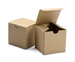 Switory 50pc Present Boxes with Lids, Kraft Paper Present Boxes for Crafting, Cupcake, Cardboard Bridesmaid Proposal Box,Brown Wedding Favor, Gift Ornaments, Easy Assemble Box (10x10x10cm)