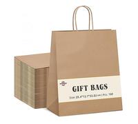 Switory Brown Small Paper Bgs,100pcs Kraft Party Bags and Gift Bagsg with Handles for Party Favor, Christian Festival, Thanksgiving Day, Christmas Day10x5x13 inch
