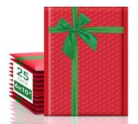 Switory Christmas Padded Envelopes, A5 Bubble Mailers 6x10 Inch Jiffy Bags Usable Size 6x9 Thick Mailing Envelopes Bubble Opaque Padded Mailers Shipping Bags for Mailing Jewelry Makeup, 25pcs