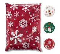 Switory Christmas Poly Mailers 10x13 Inch 50Pcs,Shipping Bags for Clothing,Strong Adhesive Shipping Envelopes for Small Business, Self Seal Poly Bag Mailing Envelopes Red Snow