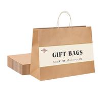 Switory Large Gift Bags,25 Pcs Brown Shopping Paper Bags and Party Bags with Handles for Party Favor, Christian Day,Thanksgiving Day,Christmas,16x6x12 Inch