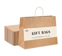 Switory Large Gift Bags, 50Pcs Brown Paper Bags 16x6x12 Inch Party Bag with Handles for Party Favor, Christian Day,Thanksgiving Day,Christmas Day