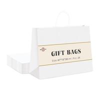 Switory Large Paper Bags for Gifts, White Kraft Gift Bag 16x6x12 Inch, 25 Pcs Party Bags with Handles for Party Favor, Thanksgiving,Birthday,Christian, Christmas.