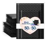 Switory Padded Envelope 100 Pack Bubble Mailer with 4x7'' & 6x9'' Strong Adhesion Cute Padded Mailer, Self-Seal Bubble Envelope Mailing for Small Business, Black