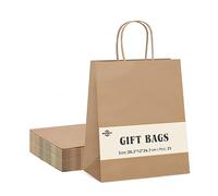 Switory Small Gift Bags with Handles, Brown Party Bags 100Pcs Kraft Paper Bag for Party Favor, Thankgiving, Christmas, Wedding, Birthday, 8x4.75x10.5 Inch