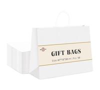 Switory White Gift Bag, 50 Pcs Shopping Paper Bag with Twisted Handles for Party Favor,Christian Festival,Thanksgiving Day, Christmas Day 16x6x12 Inch