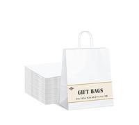 Switory White Paper Bags for Gifts, 100pcs Gift Bags,Small Thank You Party Bags with Handles For Party Favor,Chiristian,Thanksgiving,Christmas,Birthday,Wedding 5.25" x 3.75" x 8"
