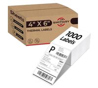 Switory White Thermal Labels,1000 Fanfold Thermal Printer Labels with Perforated and Strong Adhesive Mailing Stickers Paper Thermal Printer Sticker Compatible with Amazon, Royal Mail, FedEx (4x6 inch)
