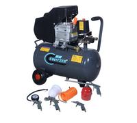 Switzer Air Compressor 24L Litre Tank 2Hp 8 Bar Pressure 230V 50Hz 6.7Cfm With Wheel 5Pcs Kits Handle Grey Ac009 New