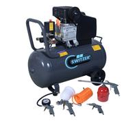 Switzer Air Compressor 50L Litre Ltr Tank 2.5Hp 8 Bar Pressure 230V 50Hz 6.7Cfm With 5Pcs Kits Wheel Handle Grey Ac004 New