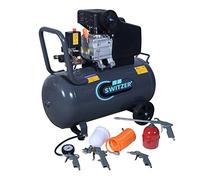 SwitZer Air Compressor 50L Litre LTR Tank 2.5HP 8 BAR Pressure 230V 50HZ 6.7CFM with 5PCS Kits Wheel Handle Grey AC004 New
