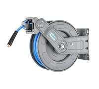 SwitZer Heavy Duty Retractable Air Hose Reel 20M, Wall Mounted Auto Rewind Compressor Hose Reel, Hybrid Anti-Kink Hose, Double Arm Steel Construction, 1/4" BSPT Fittings for Garage Workshop Air Tools