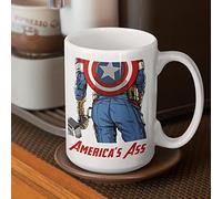 Switzer Kreations Americas Ass Mug, Funny Captain America Coffee Mug, Americas Avenger Mug, Funny Butt Mug, Novelty Humor, Ceramic Cup White (15 Ounces)