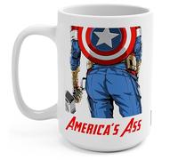 Switzer Kreations Americas Ass Mug, Funny Captain America Coffee Mug, Americas Avenger Mug, Funny Butt Mug, Novelty Humor, Ceramic Cup White (15 Ounces)