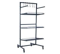 SwitZer Parts Cart with Panel Rack, 3-Tier Mobile Body Shop Storage Trolley Grey