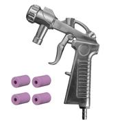 SwitZer Siphon Feed Sand Blasting Gun with 4 Ceramic Nozzles 4mm, 5mm, 6mm & 7mm, Portable Air Sandblaster Spray Gun for Abrasive Grit Blasting, Silver, SBG01