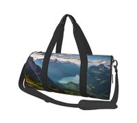 Switzerland Alps Duffle Bag for Women Men Personal Item Travel Bags Canvas Weekender Overnight Bag Lightweight Sports Tote Gym Bags Carry On Luggage Bag, Black, One Size