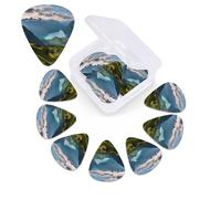 Switzerland Alps Guitar Picks 12 Pack Plectrums with Organizer Box, 3 Different Thickness Includes Thin Medium Heavy Picks