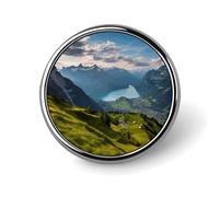 Switzerland Alps Lapel Pin for Men A Cat in A Nebula Fashion Brooch Pin -Cute Enamel Badges, Aluminum Alloy Metal Pinback for Hats, Shirts, Bags, Jackets & Accessories (1 Inch Round Button Pins)
