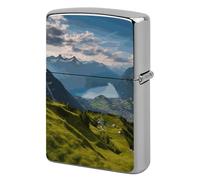 Switzerland Alps Lighter Case Vintage Metal Lighter Cover Reusable Lighter Protective Sleeve Unique Design Personalized Lighter Sleeve Holder Against Dust and Scratches