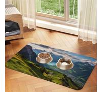Switzerland Alps Pet Feeding Mat 40x60cm, Absorbent Dog Mat for Food and Water Bowl, PU Leather Cat Food Mat Waterproof Dog Bowl Mats Quick Dry Pet Placemats-No Stains