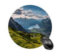 Switzerland Alps Round Mouse Pad 7.8 Inch, Portable Gaming Mouse Mat with Non-Slip Rubber Base & Smooth Surface, Waterproof Mousepad for PC, Laptop, Computer, Office, Home