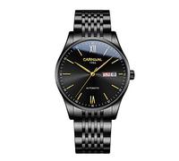 Switzerland Automatic Watches Mens Top Brand Luxury All Steel Business Mechanical Watch Sapphire Double Calendar Waterproof Sport Watch, black, Mechanical
