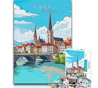 Switzerland Basel Travel Puzzles for Teenagers Teens 1000pc Puzzle,Learning Educational Toy for Is Ideal As A Gift for The Whole Family 38x52cm