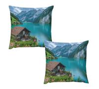 Switzerland Beautiful Lake 2 Pack Plush Pillowcases Soft Throw Pillow Covers Body Cushion Protective Case for Sofa Car Home Decor