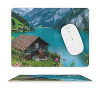 Switzerland Beautiful Lake Cute Mouse Pad with Non-Slip Rubber Base Leather Mouse Mat Office Supplies