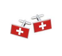 Switzerland Flag Cufflinks - Swiss National Flag Gift for Men | Red Flag with White Cross Design | Groomsmen Wedding Gift | Gift Box Included | Proud Swiss Heritage Keepsake