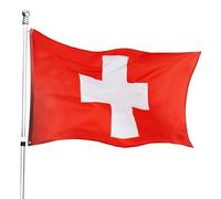 Switzerland Flag Fancy Dress Decoration x2- Swiss Large Flag with Grommets Approx 5 Ft x 3 Ft - Football, Rugby - Sporting Events, Street Parties, Festivals and Celebrations
