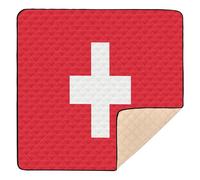 Switzerland Flag Graphic Rectangle Large Sturdy Baby Activity Play Mat for Floor Washable Activity Gym Mat for Babies Infants Toddlers, 50'' x 50''