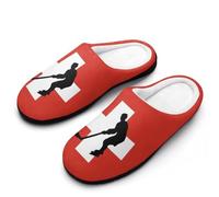 Switzerland Flag Ice Hockey Breathable Slippers Women Slip On Winter Warm House Slippers Shoes Bedroom 9-10（40-41）