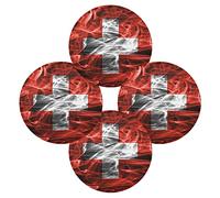 Switzerland Flag Set of 4 Table Mat, Washable Placemat Plate Holder, Non-Slip Place Mats Protector, Round Desk Mat Pad for Kitchen Dining 15.4 Inches