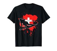 Switzerland Flag Skier - Swiss Alpine Skiing T-Shirt
