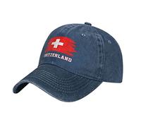 Switzerland Flag Swiss Washed Denim Baseball Cap Vintage Cotton Hat Unisex Dad Trucker Hats Men