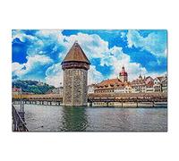 Switzerland Jigsaw Puzzle 1000 Piece Switzerland Chapel Bridge Lucerne Puzzle Game Artwork Travel Souvenir Papery 26x38CM