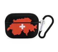 Switzerland Map with Flag Compatible with Airpod Pro Case PC Scratch-Resistant Drop-Proof Protective Cover with Keychain