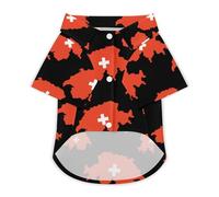 Switzerland Map with Flag Dog Shirts Summer Pet Clothes Comfort T-Shirts Short Sleeveless Top for Cats Dogs