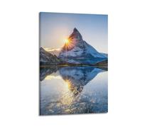 Switzerland Matterhorn Sunrise Golden Light Mountain Lake Nature Landscape Decorative Painting Canvas Wall Posters And Modern Family Bedroom Decor 12x18inch(30x45cm)