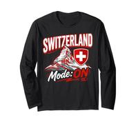 Switzerland Mode ON Matterhorn Swiss Flag Vacation Souvenir Long Sleeve T-Shirt
