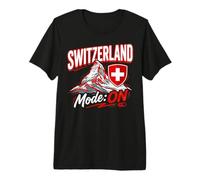 Switzerland Mode ON Matterhorn Swiss Flag Vacation Souvenir Premium T-Shirt