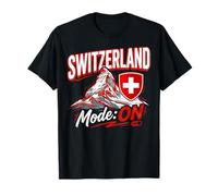 Switzerland Mode ON Matterhorn Swiss Flag Vacation Souvenir T-Shirt