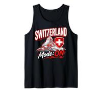 Switzerland Mode ON Matterhorn Swiss Flag Vacation Souvenir Tank Top